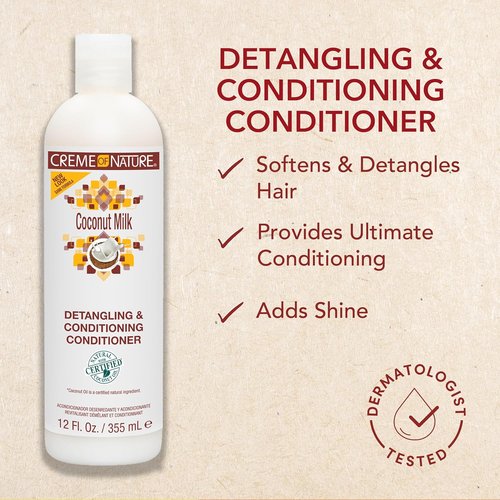 Creme of Nature Coconut Milk Shampoo - Moisture-Rich Detangling & Conditioning for Curly Hair | 12 oz