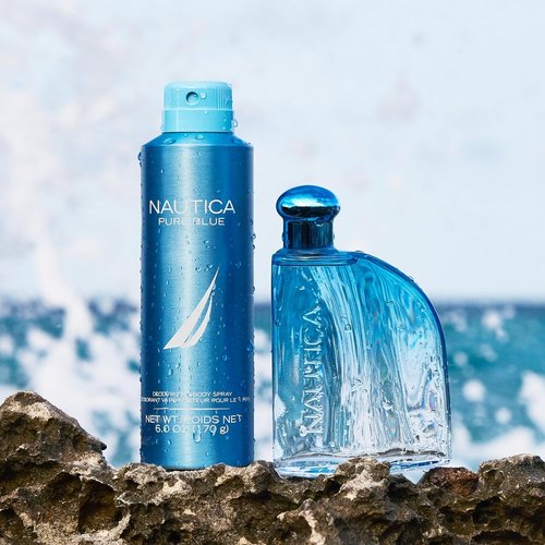 Nautica Pure Blue Body Spray - Long Lasting Men's Fragrance with Eucalyptus, Leather & Vanilla | 6 fl oz