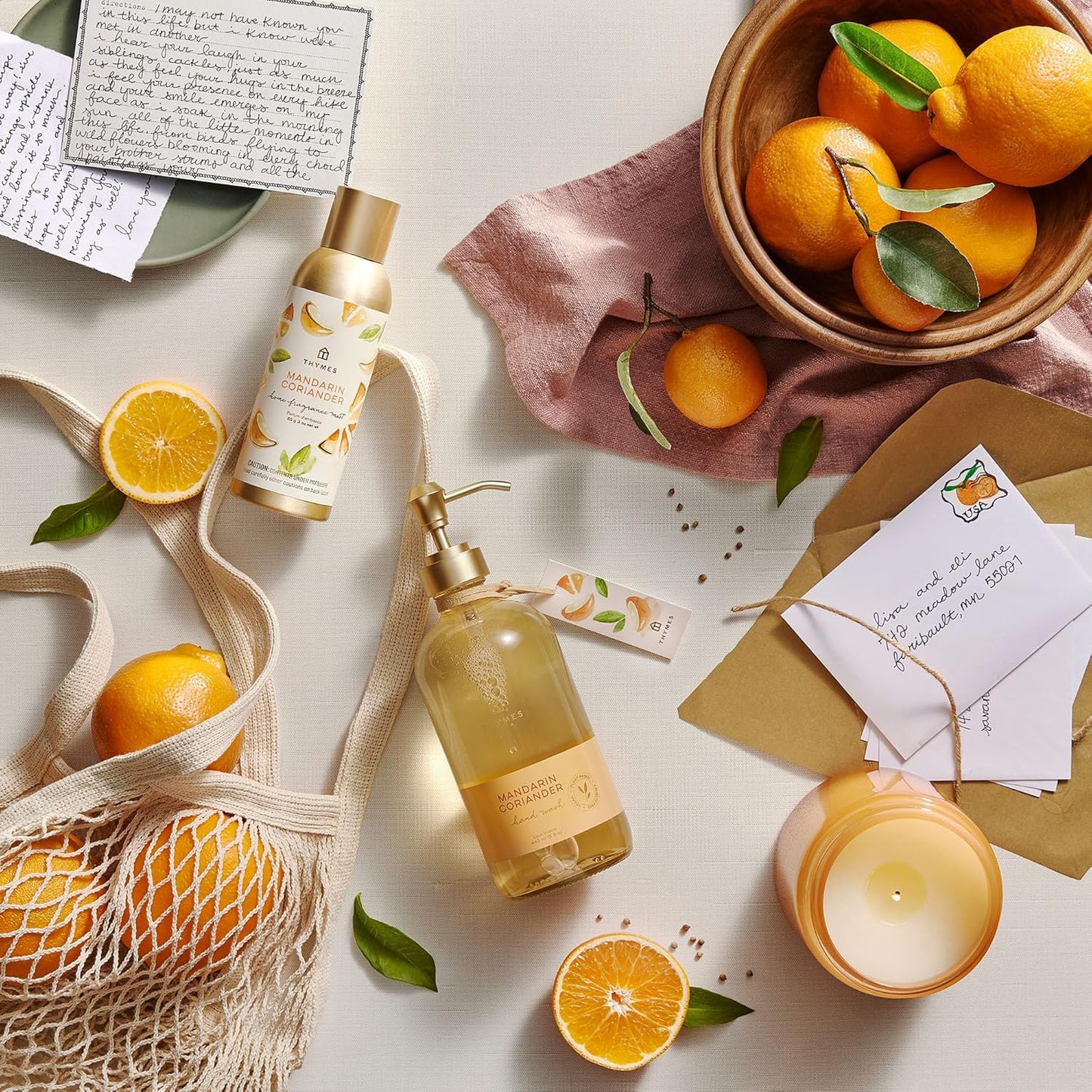 Thymes Hand Wash - Mandarin Coriander Scent - 15 Fl Oz | Luxurious Foaming Cleanser