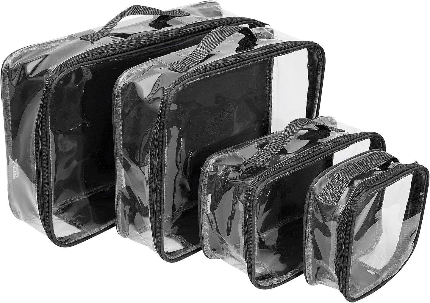 Skiennix Clear Packing Cubes - Set of 4 Premium PVC Storage Bags for 7-10 Days of Clothes