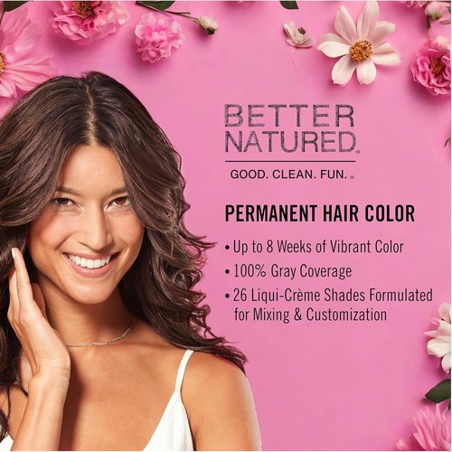 Better Natured Permanent 3N Dark Natural Brown Hair Color Dye - Vegan Formula for 100% Gray Coverage, Lasts 8 Weeks