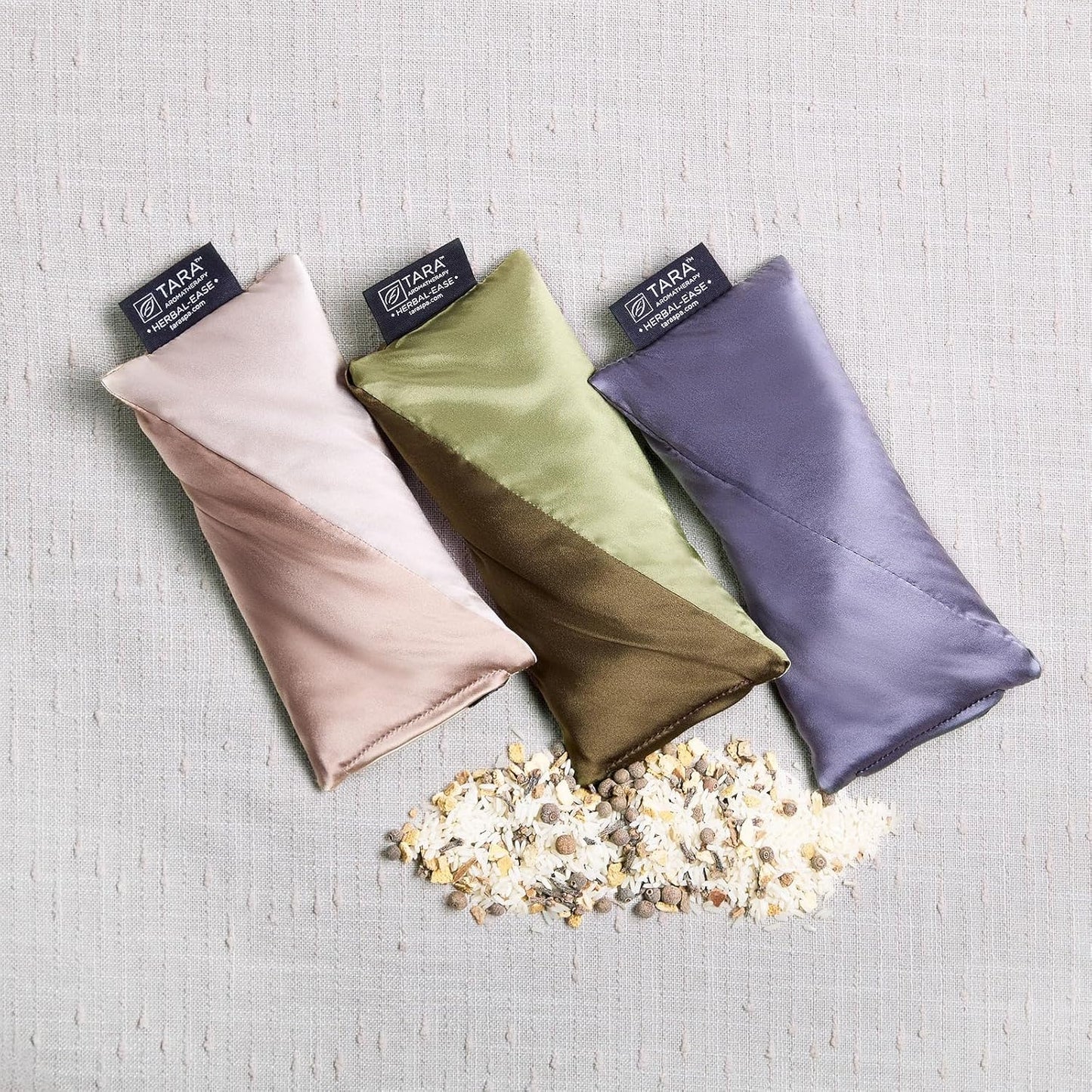 TARA Spa Therapy Aromatherapy Pillow Set - Herbal-Ease Neck & Silk Eye Pillow in Chai