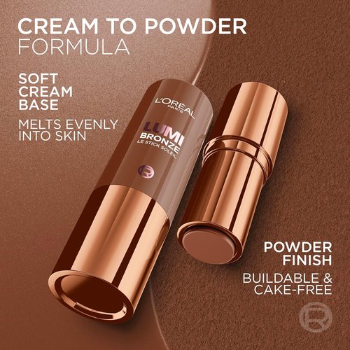 L'Oreal Paris Lumi Bronze Bronzer Stick - Cream-To-Powder Formula for Sunkissed Glow | 110 Toasted Sunlight