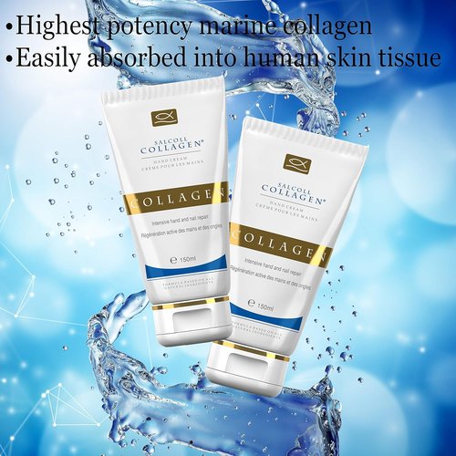 Salcoll Pure Bioactive Anti-Aging Collagen Repair Hand Cream - Hypoallergenic Moisturizer for All Skin Types, 150 ml