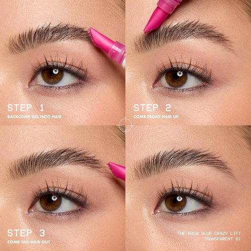 NYX Professional Makeup Brow Glue - 16HR Strong Hold Brow Lamination Gel with Built-In Comb | Clear