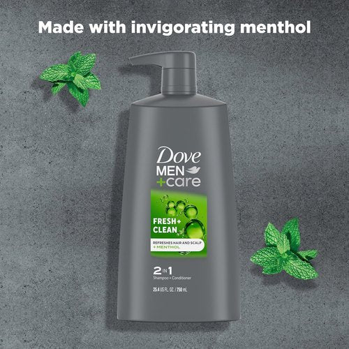 DOVE MEN + CARE 2-in-1 Shampoo & Conditioner - Fresh & Clean Formula | Nourishes & Strengthens Hair - 25.4 oz (4 Count)