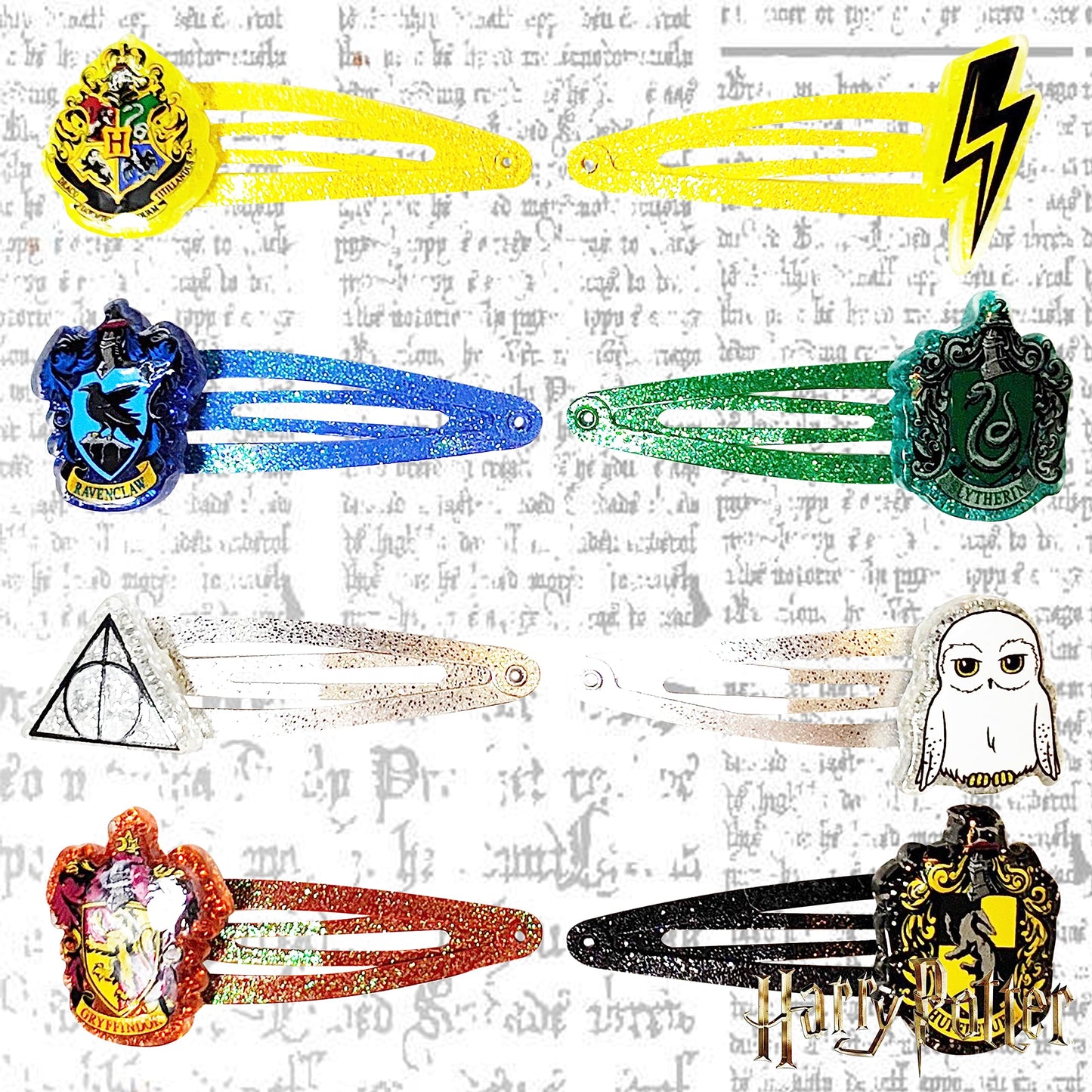 Harry Potter Kids Hair Clips for Girls Snap Clips 8 Pack Multi Color Ages 3+
