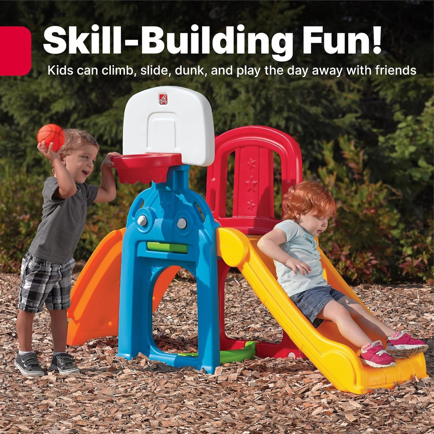 Step2 Game Time Sports Climber - Kids Indoor/Outdoor Playset with Slide, Climbing Wall & Basketball Hoop | For Ages 2-6