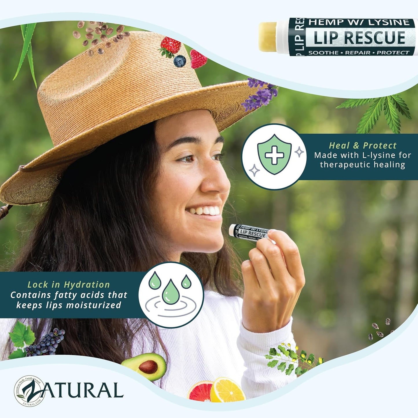 Skiennix Hemp Lip Balm - Intense Moisture & Softness with L-Lysine & Seed Oil | 5 Tubes