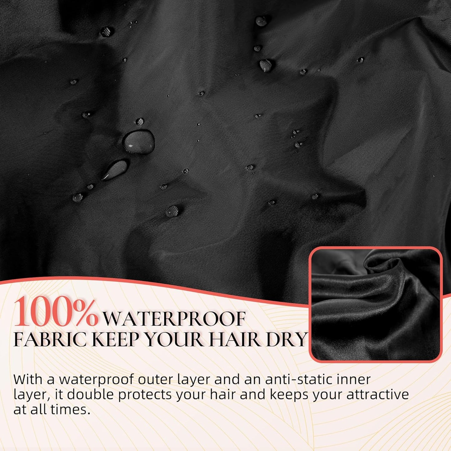 Skiennix Extra Large Shower Cap - Reusable Waterproof Jumbo Bath Hair Bonnet for Thick Curly Hair | Black