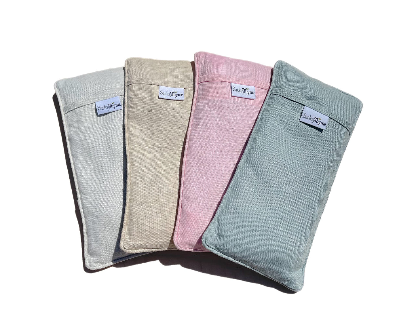 Sacksy Thyme Organic Linen Eye Pillow - Specially Designed for Relaxation, Yoga, Stress Relief - Microwavable Heating Pad & Cool Compress - Made in USA - Gifts for Meditation - (Unscented)