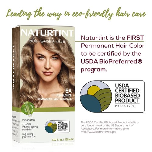 Naturtint 8A Ash Blonde Permanent Hair Color - Ammonia Free, Vegan, 100% Gray Coverage, Long Lasting Results