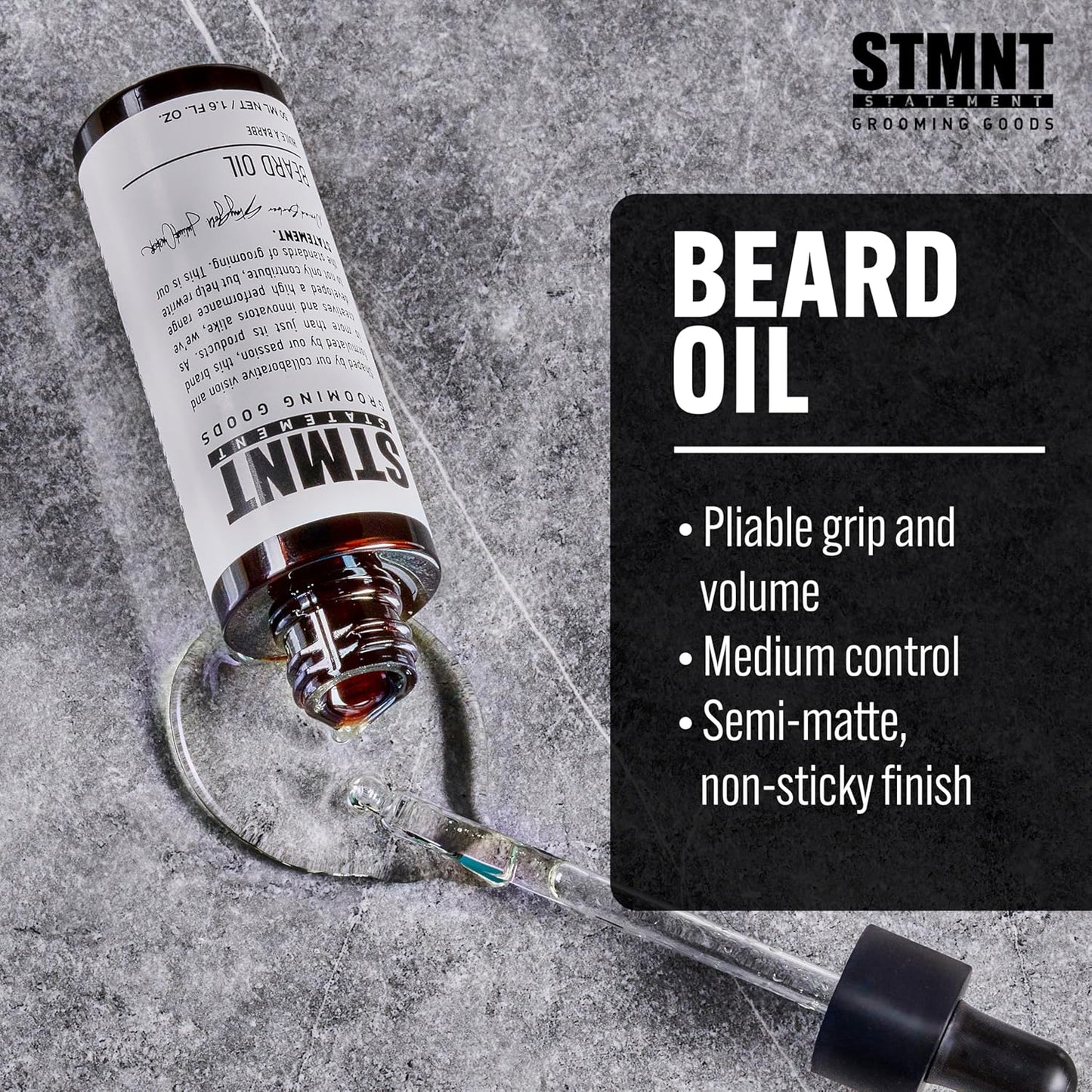 STMNT Grooming Goods Beard Oil - Moisturizing Natural Oil Formula | 1.6 oz | Silicone-Free