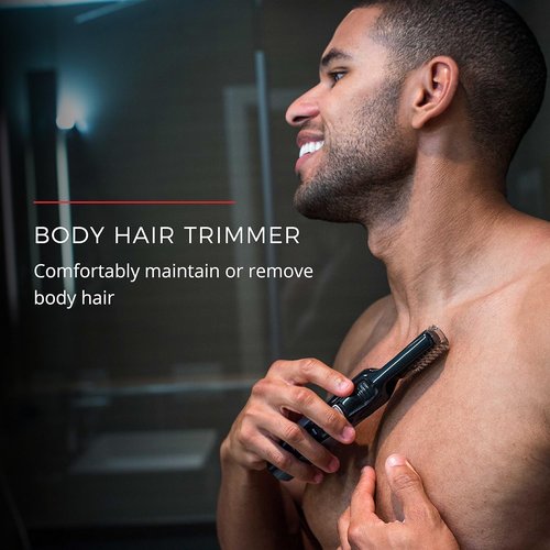 Remington Body Groomer Kit - Advanced Rechargeable Beard Trimmer with 10 Pieces | 6.3 Inch, Black
