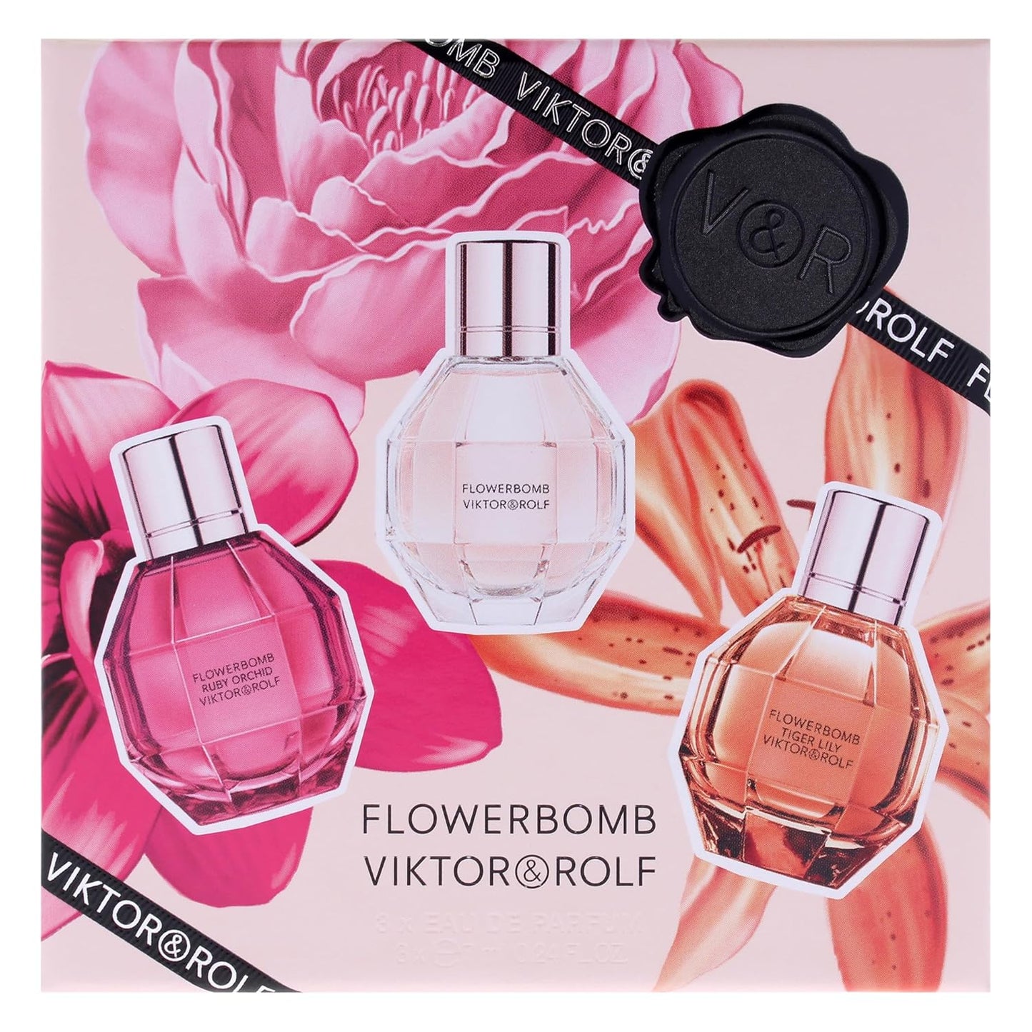 Viktor & Rolf Flowerbomb Trio Set - 3 Pc Mini Gift Set with Ruby Orchid & Tiger Lily, 0.24 oz EDP