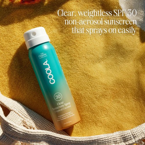 COOLA Organic Sunscreen SPF 30 - Vegan Tropical Coconut Spray for Daily Skin Protection