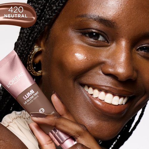 L'Oreal Paris Lumi Le Glow Skin Tint, Lightweight Water-Based Tinted Serum with Foundation-Like Coverage, Glow Illuminator, Neutral 420, 0.85 Fl Oz
