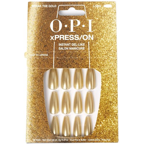 OPI xPRESS/ON Press-On Nails - Long Coffin Shape Nail Art | 30 Count With Glue | Instant Gel-Like Manicure