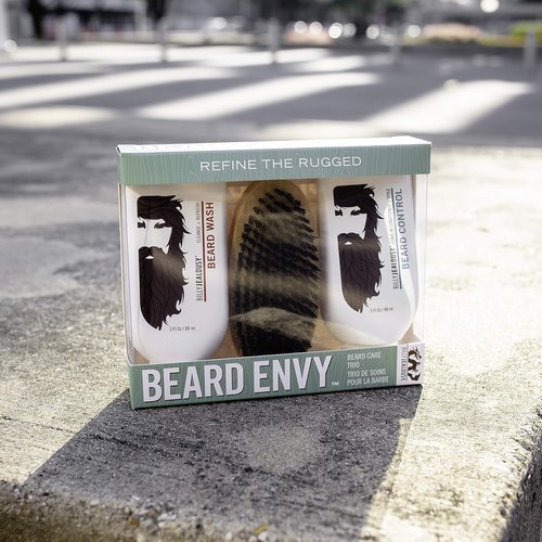 Billy Jealousy Beard Envy Kit - Facial Hair Refining with Wash & Boar Bristle Brush for Soft, Tamed Beard