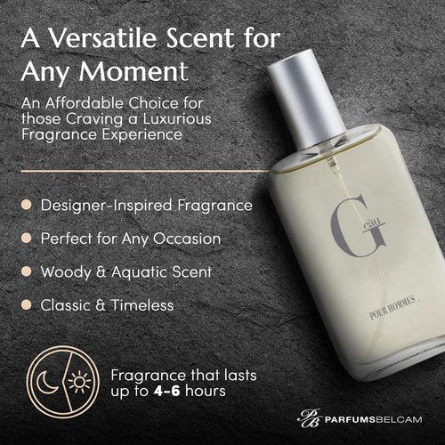 PB ParfumsBelcam G eàu Eau de Toilette Perfume Spray for Men - 3.4 Fl Oz Affordable Long Lasting Cologne, Modern Masculine Scent with Woody Citrus Fragrance Made with Premium Oils for All Day Use