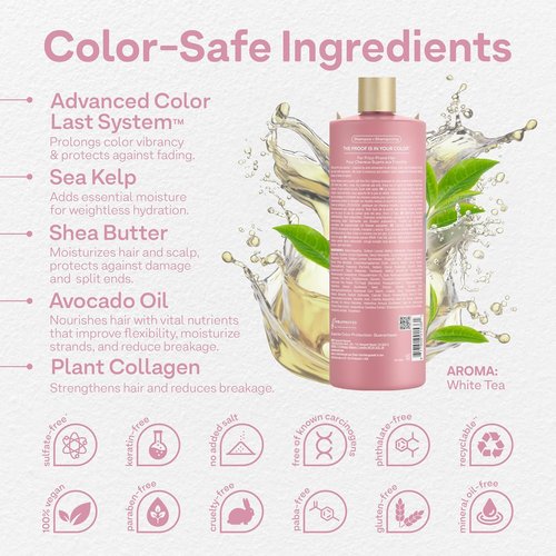 Colorproof Smooth Shampoo - 32 Fl. Oz. Anti-Frizz Formula with Hydrating Color Protection | White Tea Scent