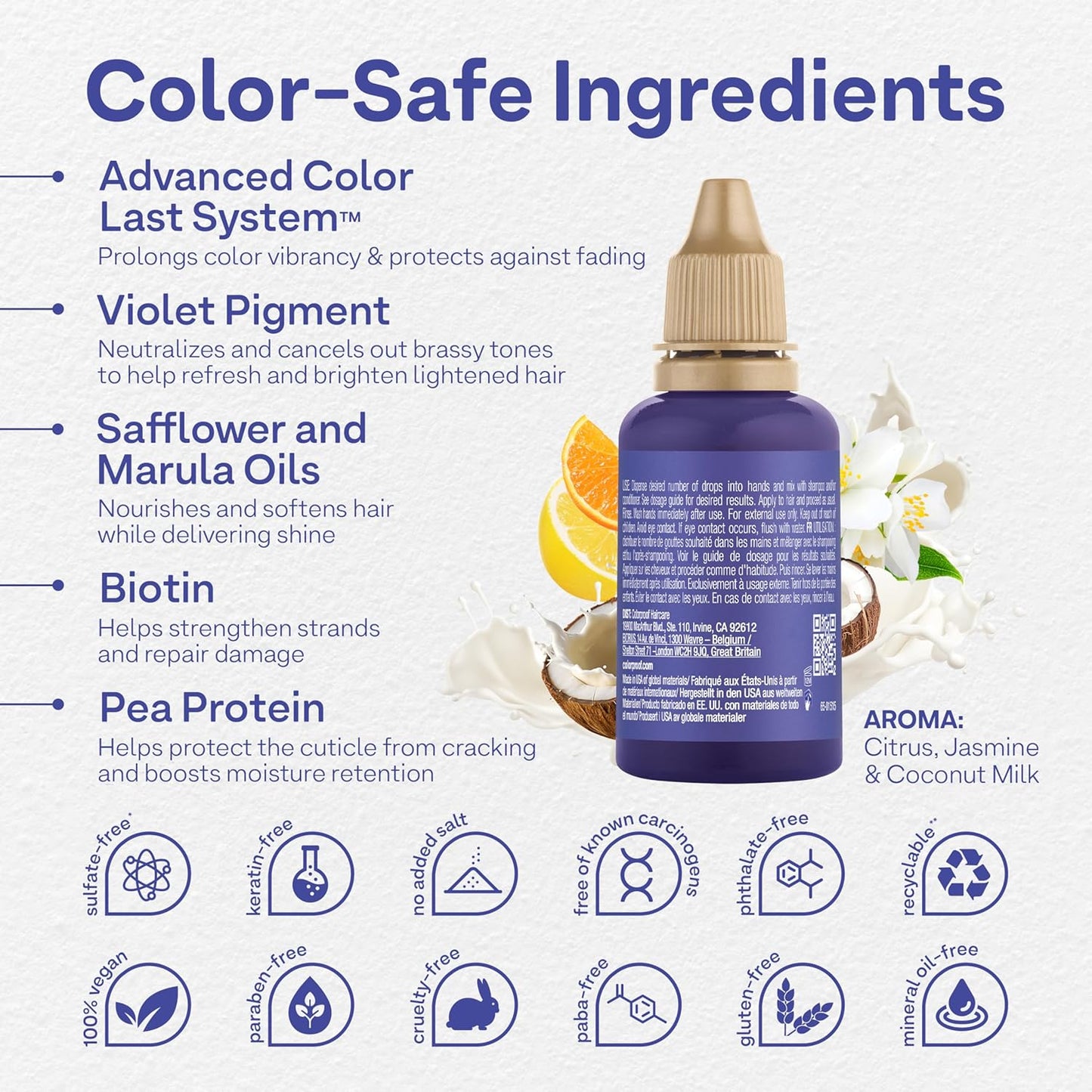Colorproof Toning Drops - Highly Pigmented Toner for Blonde Hair | 1 Fl. Oz. with Citrus, Jasmine & Coconut Milk Scent