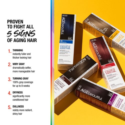 AGE beautiful Permanent Hair Color Dye Liqui Creme | 100% Gray Coverage | Anti-Aging Haircolor | Biotin for Thicker, Fuller Hair | Professional Salon Coloring | 4NRV Dark Neutral Red Violet Brown