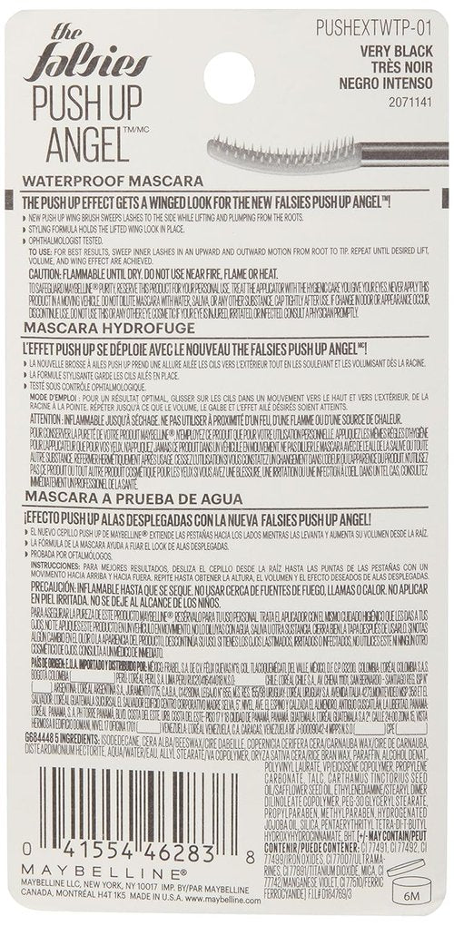 Maybelline The Falsies Push Up Angel Waterproof Mascara - Lengthening & Curling Formula, Very Black, 1 Count