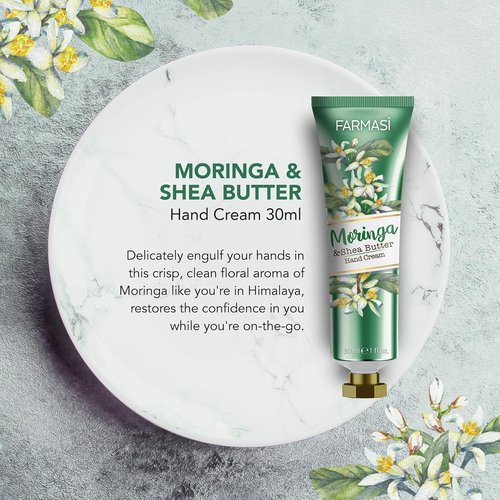 FARMASi Hand Cream - Intensive Moisturizing Lotion with Shea Butter | Travel Size 1 fl oz, Moringa & Shea