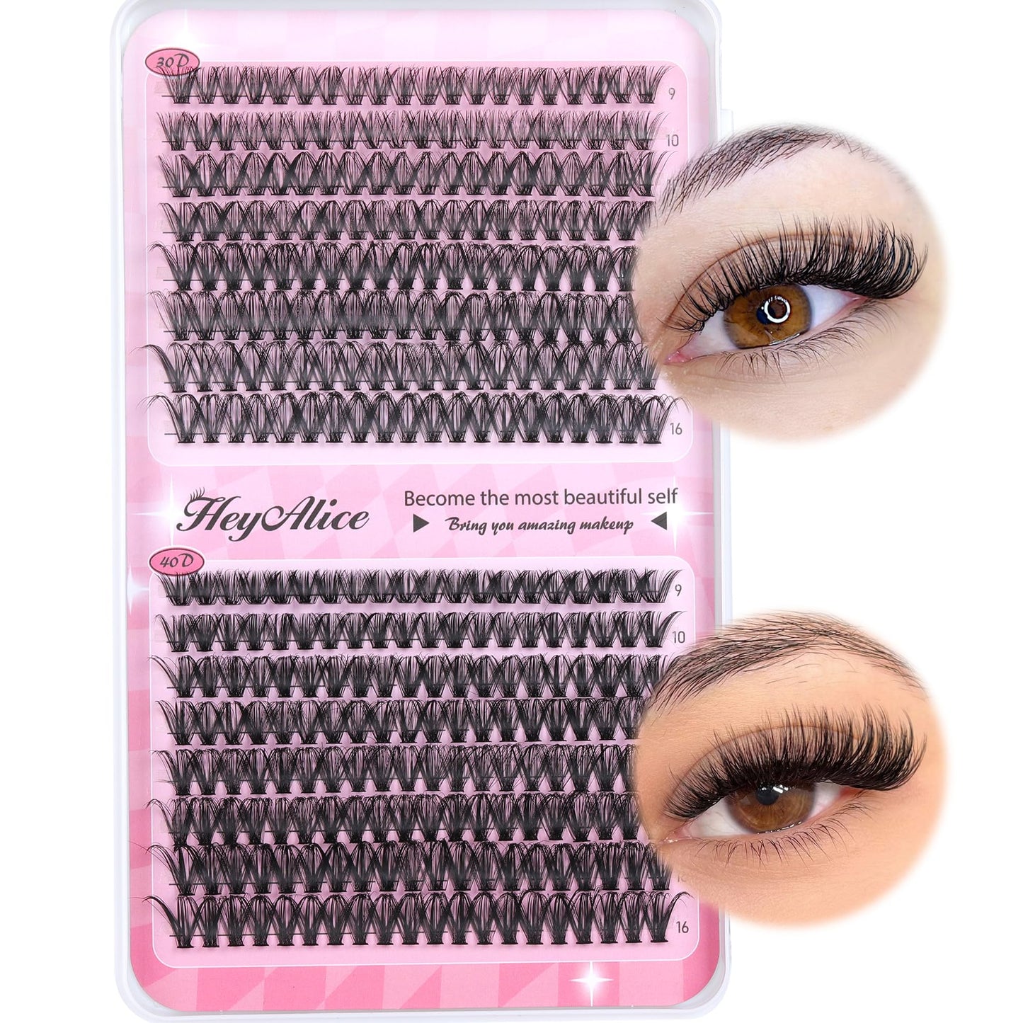 Wispy Lash Clusters 30D+40D Individual Lashes 320 Pcs Cluster Eyelash Extensions D Curl Cluster Lashes 9-16mm Eyelash Clusters by HeyAlice