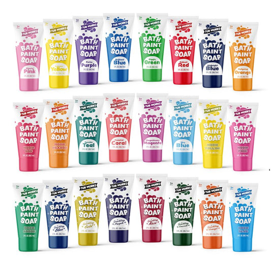 Tub Works® Bath Paint Soap Bath Toy, 24 Pack | Non-Toxic, Washable Bathtub Paint for Finger Painting in the Tub | Ideal Toddler Bath Toys for Creative Play | Classic & Pastel Bath Colors for Kids Bath