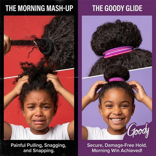 Goody Ouchless Hair Elastics - No Pull, No Breakage, Tangle-Free Hold for Thick, Curly, Coily & Textured Hair - 30 Count, Rainbow, Long-Lasting Ponytail Holders for Women & Men