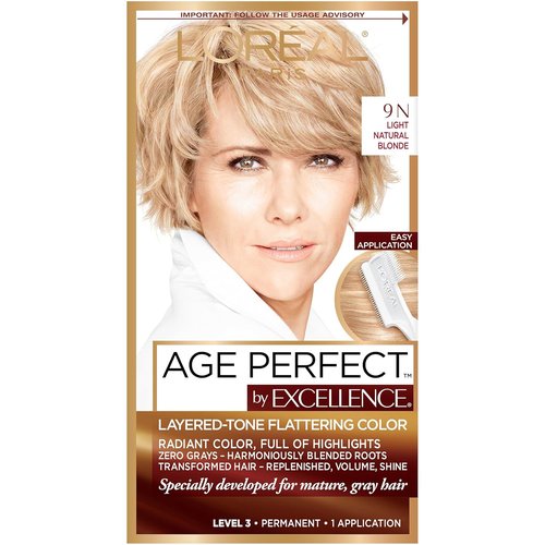 L'Oreal Paris Age Perfect Hair Color - 9N Light Natural Blonde | Long-Lasting, 1 Kit
