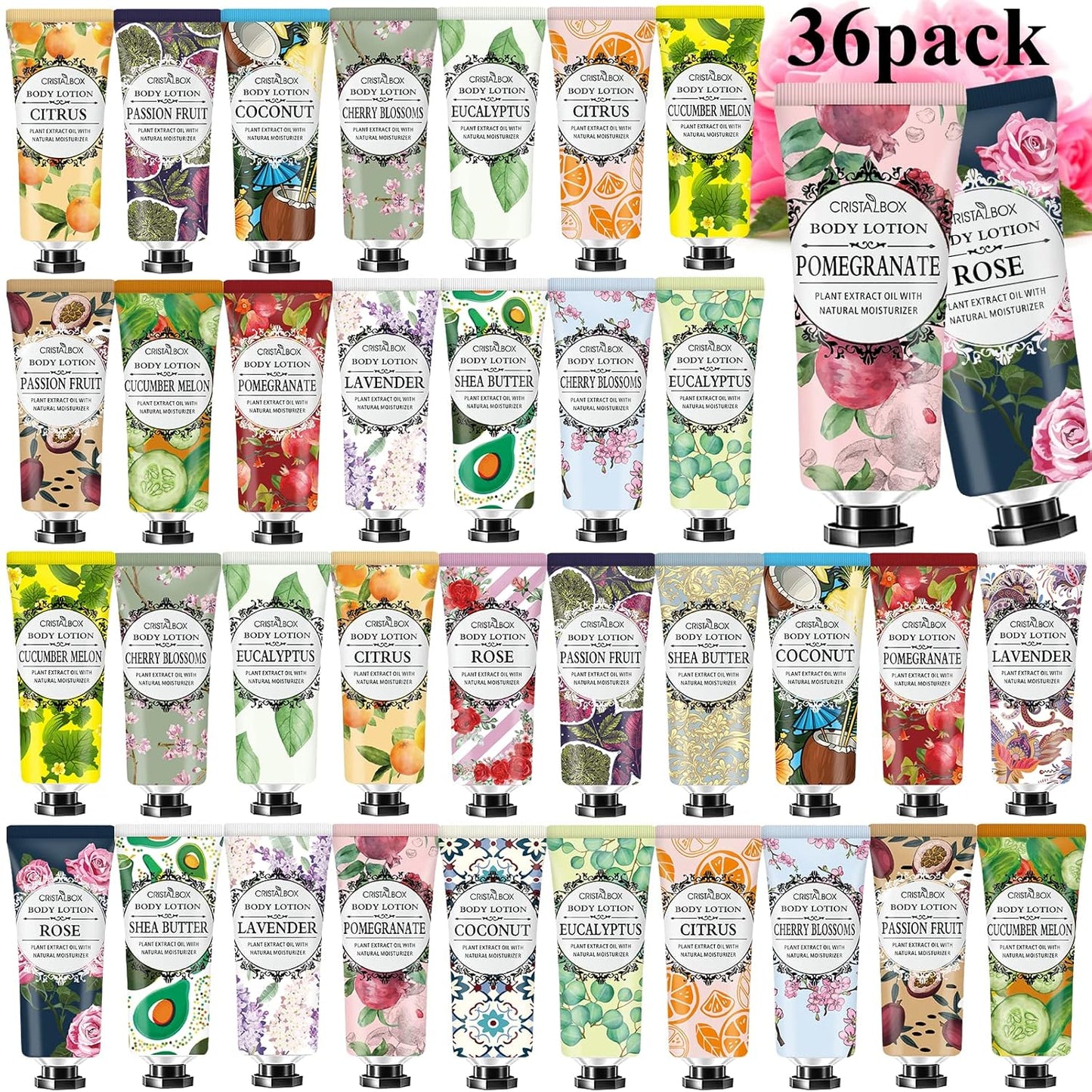 Skiennix 36-Pack Body Lotion for Dry Skin - Natural Shea Butter Moisturizer | Perfect Gift Set