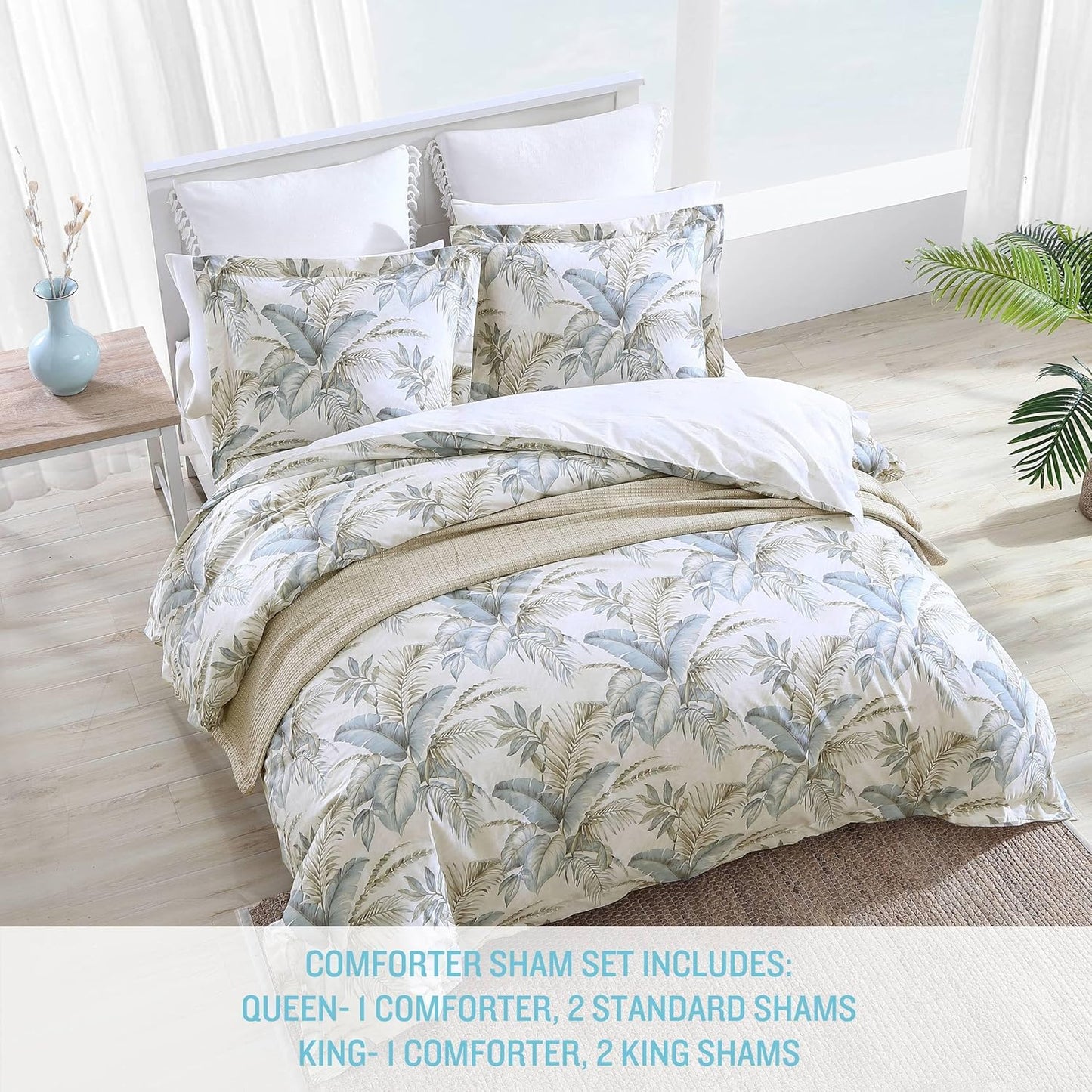 Tommy Bahama - King Comforter Set | Soft Woven Bedding with Matching Pillowcases - 3 Piece Set in Bakers Bluff Blue