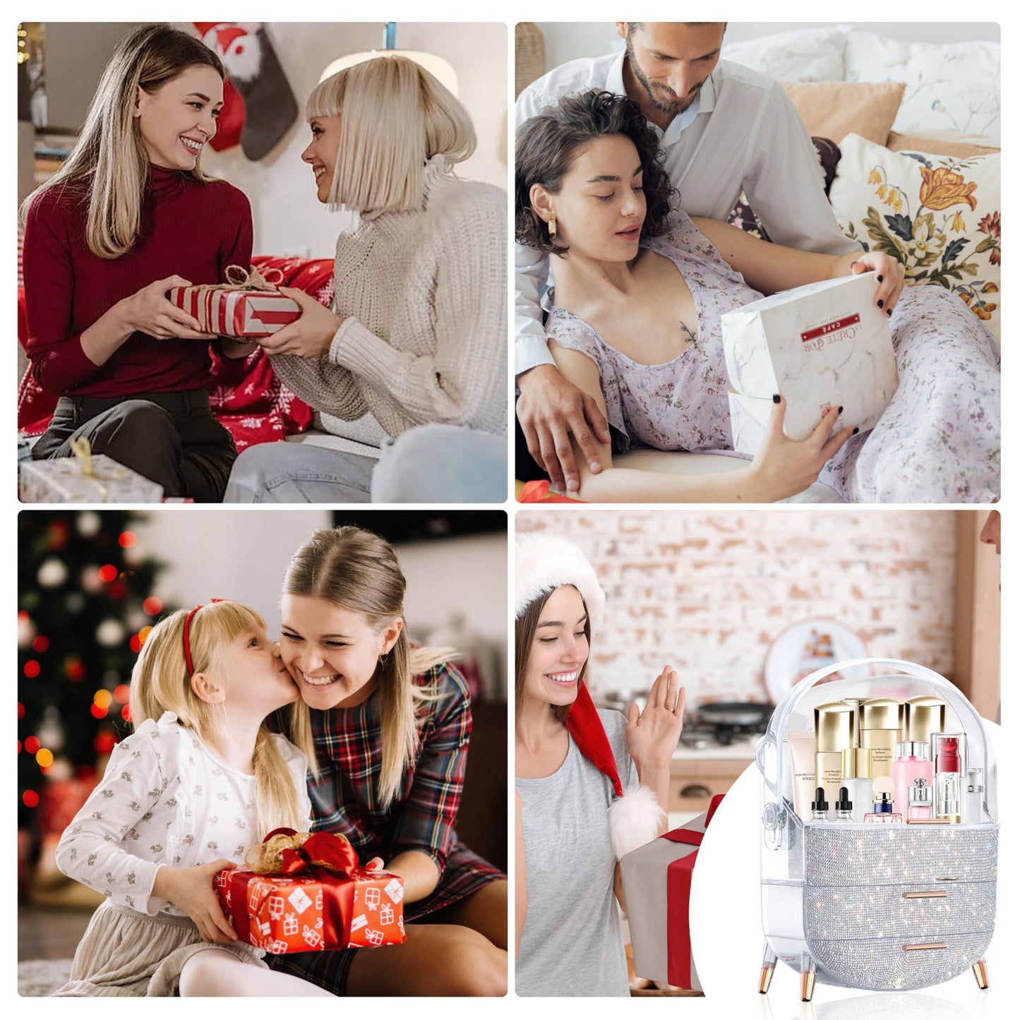 MASSY Egg Shape(Oval) Makeup Storage Box, Countertop Portable Vanity Cosmetics Organizer Preppy Style