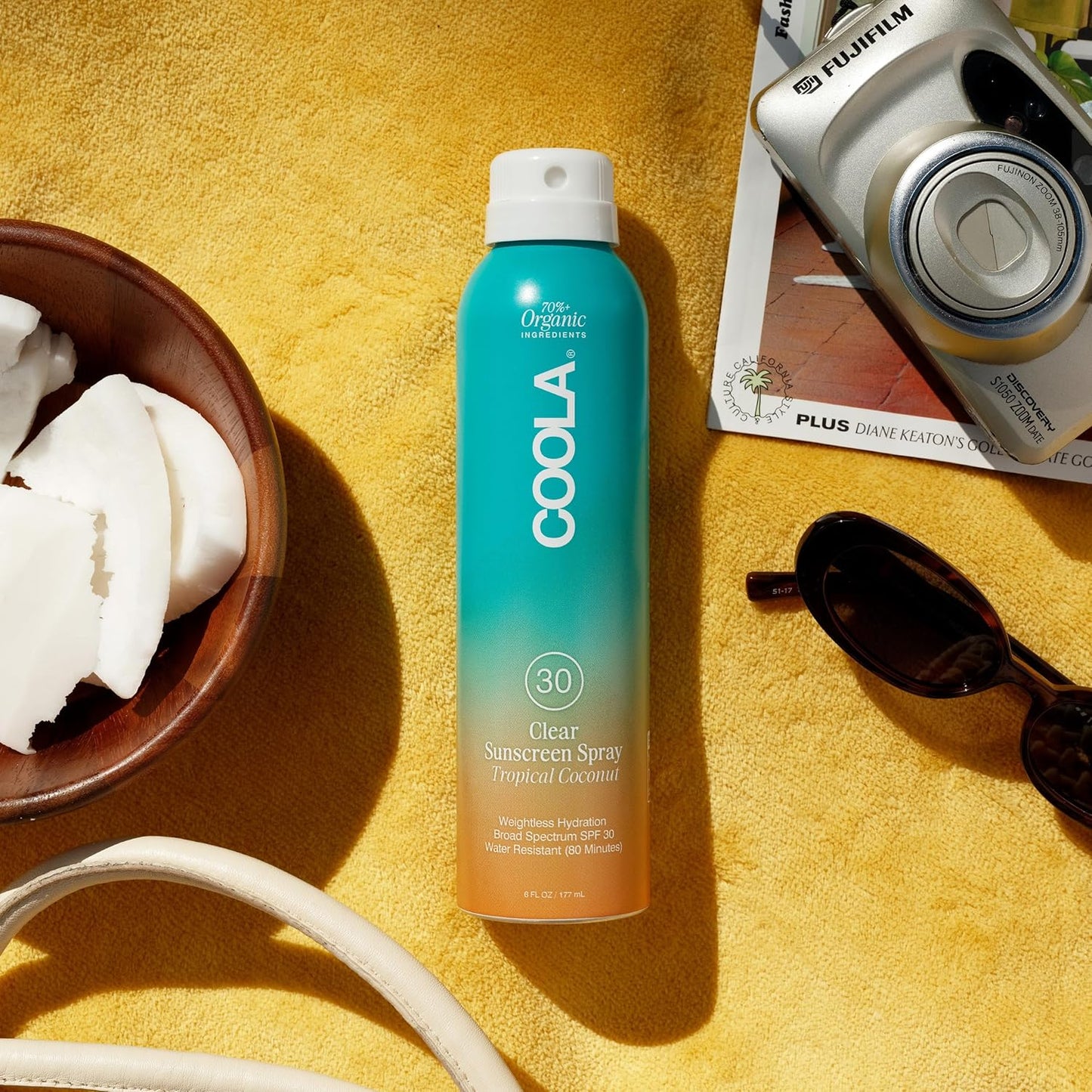 COOLA Organic Sunscreen SPF 30 - Vegan Tropical Coconut Sunblock Spray for Daily Skin Protection
