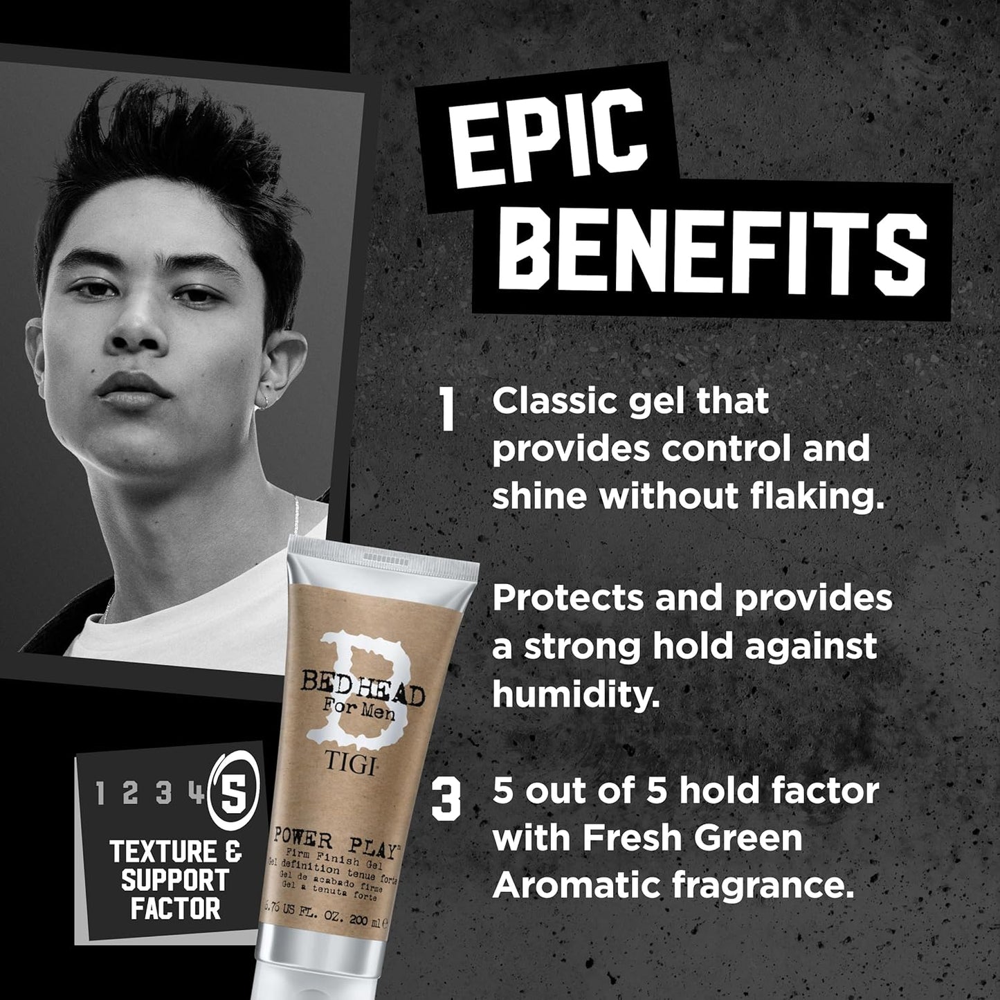 TIGI Bed Head Hair Gel for Men - Power Play 2-Pack | Firm Finish & Anti-Humidity, 6.76 Oz Each