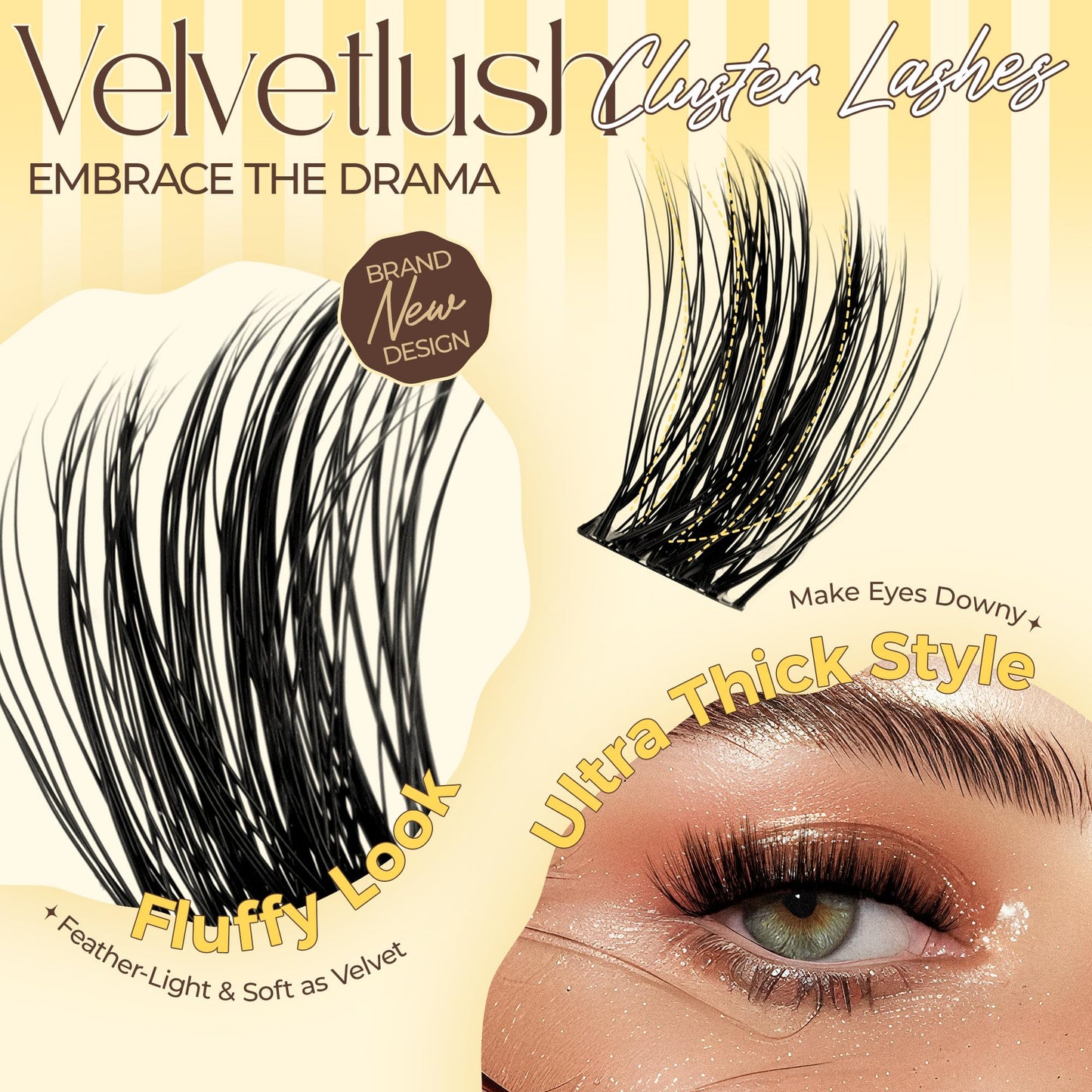 LASHVIEW Lash-Extension-Clusters, Volume Lash Clusters 9-18mm mix Fluffy Lash Extension D Curl Individual Lashes DIY Clusters Lashes Extension at Home NM11