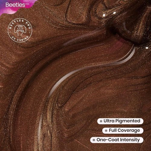 Beetles Pro Brown Gel Polish - Shady Intentions | 20ml Dark Brown Shimmer, Long-Lasting UV LED Formula for Professional Manicures