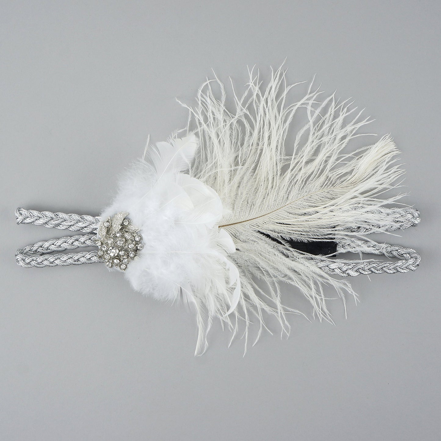 ZUCKER HBD1930-W-SLV Flapper Headband, White/Silver