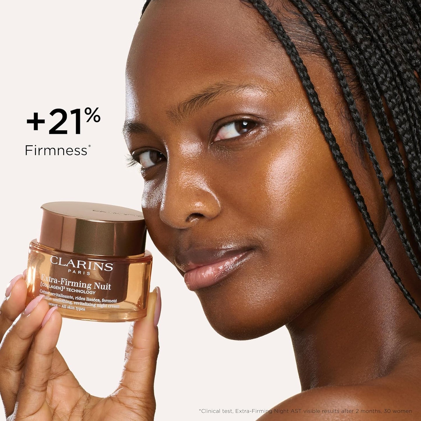 Clarins Extra-Firming Night Moisturizer - Anti-Aging Cream with Collagen & Niacinamide | Refillable | 1.7 Ounces