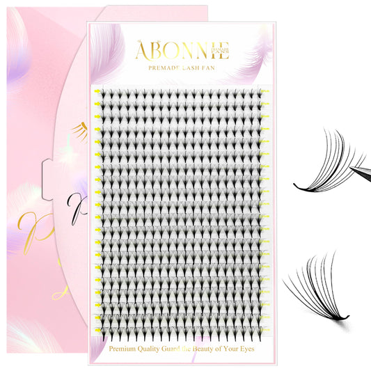 ABONNIE Premade Fans Eyelash Extensions, 400 Fans 9D 8-15mm Mixed Promades Eyelash Fans,0.07 Thickness D Curl Premade Lash Fans, Handmade Premade Fans Volume Lash Extensions(Spikes 9D 0.07-D 8-15mm)