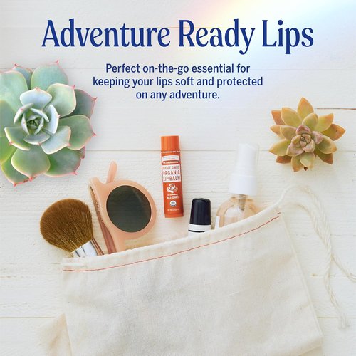 Dr. Bronner’s Organic Lip Balm - Moisturizing & Natural Petroleum-Free Formula | 6-Pack (.15oz) - Orange Ginger