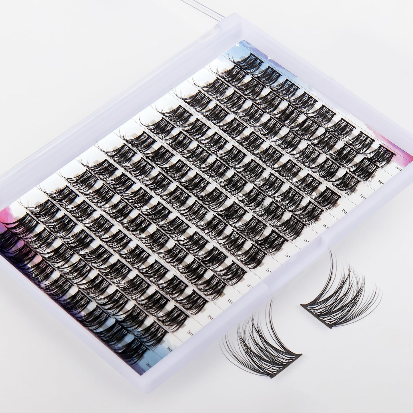 GAQQI Lash Clusters, D Curl 112 Clusters False Eyelash, Individual Lashes Soft and Lightweight Only 16MM Length, Reusable Cluster Lashes(GQ02,16mm, D Curl)