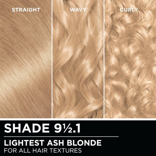 Garnier Olia Hair Color, Ammonia-Free Permanent Hair Dye, Oil-Powered Formula for 100% Gray Coverage and 3x Shinier Hair, Vegan & Cruelty Free, 9 1/2.1 Lightest Ash Blonde, 1 Count