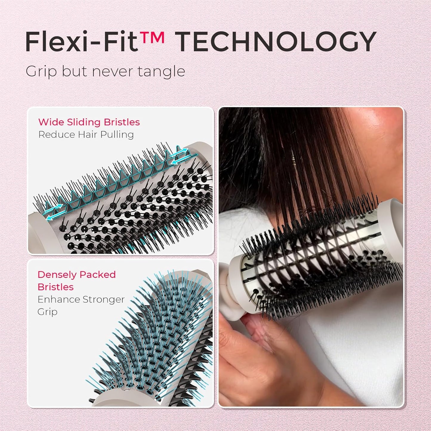 TYMO Thermal Brush - 1.5 Inch Curling & Straightening Volumizer | Dual Voltage Heated Styler in Gold