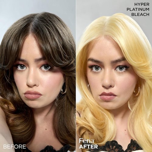 L'Oreal Paris Feria Hyper Platinum Hair Bleach - Lifts Up to 8 Levels with Anti-Brass Conditioner | 1 Kit