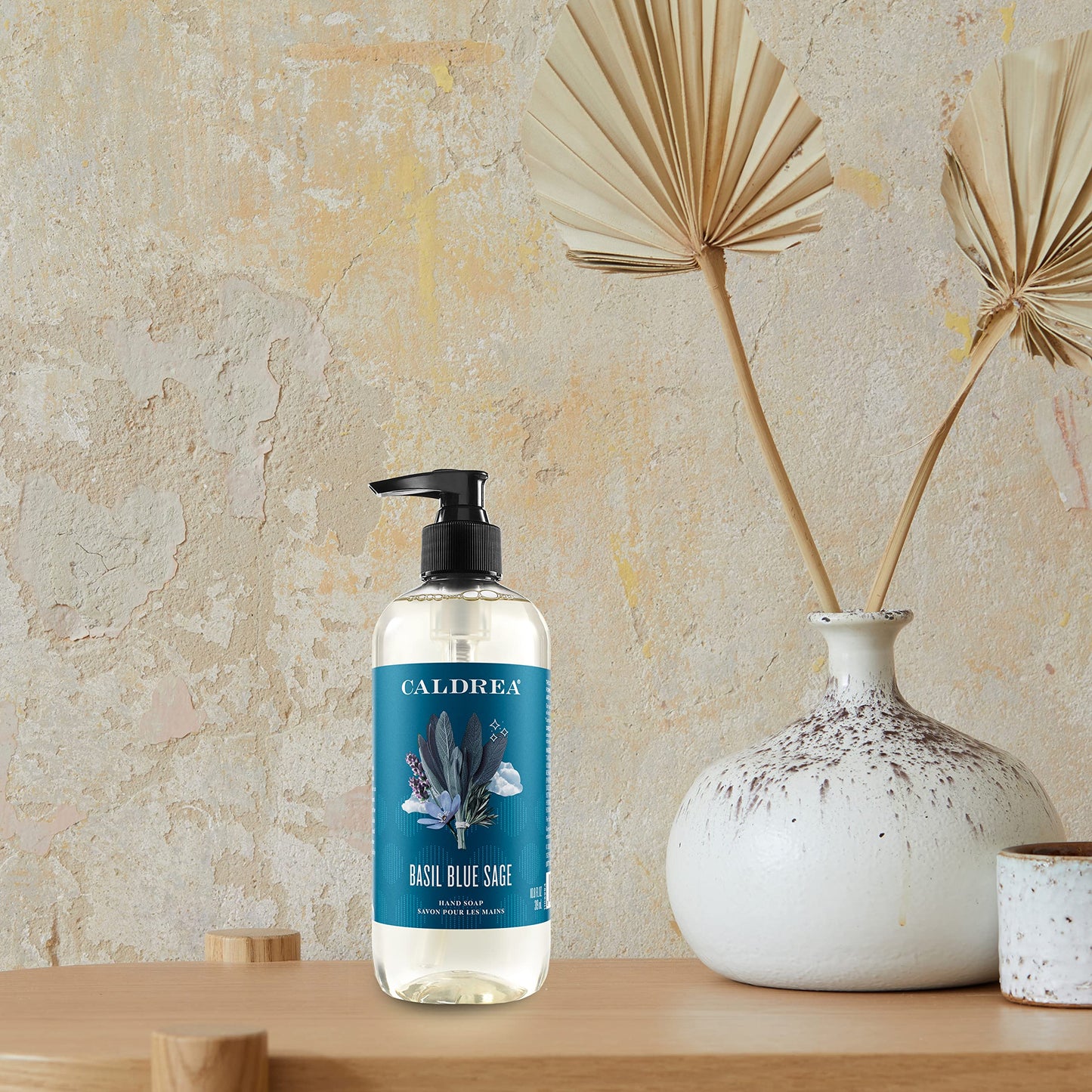 Caldrea Hand Wash Soap, Aloe Vera Gel, Olive Oil and Essential Oils to Cleanse and Condition, Basil Blue Sage, 10.8 oz, 2 Pack