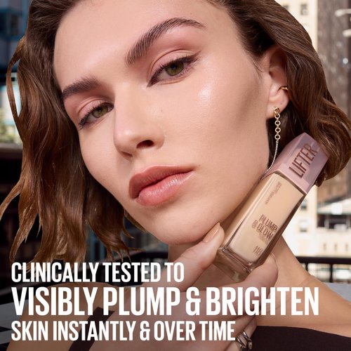 Maybelline Lifter Plump & Glow Foundation, Liquid Foundation with 2% Niacinamide + Hyaluronic Acid, Plumping and Brightening Face Makeup, 120, 1 Count
